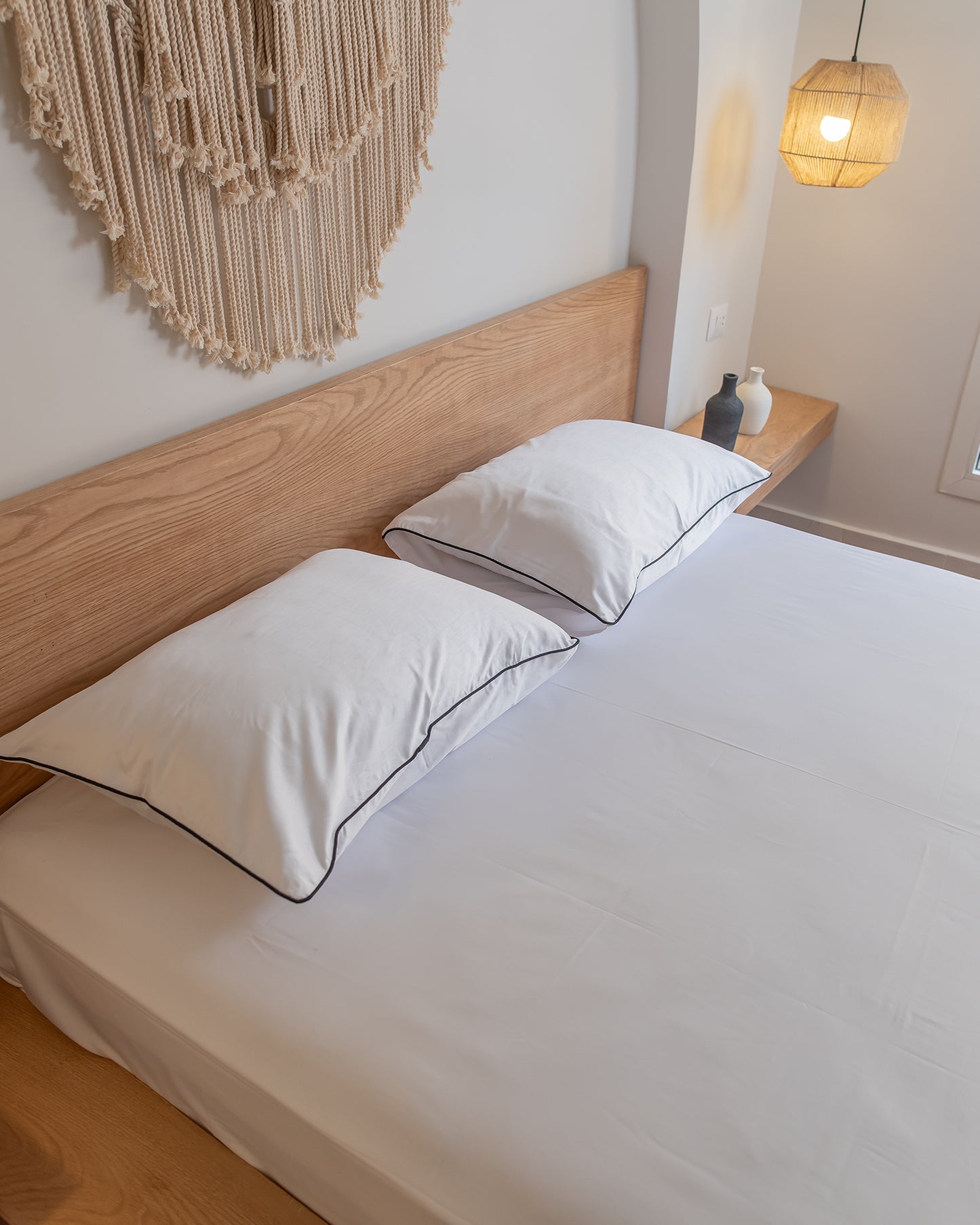 WHITE cordon silky cotton bedsheet
