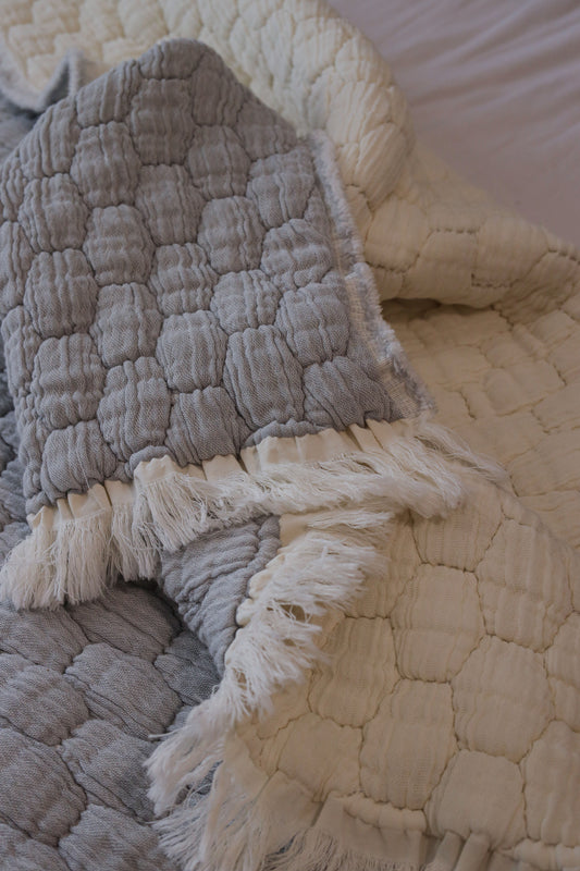 CLOUD PUFFY Muslin Cotton Throw Blanket