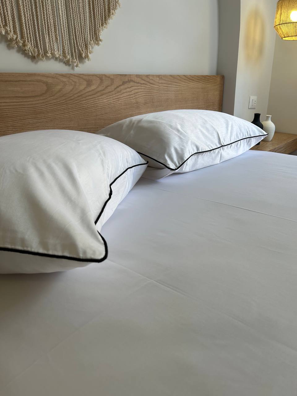 WHITE cordon silky cotton bedsheet
