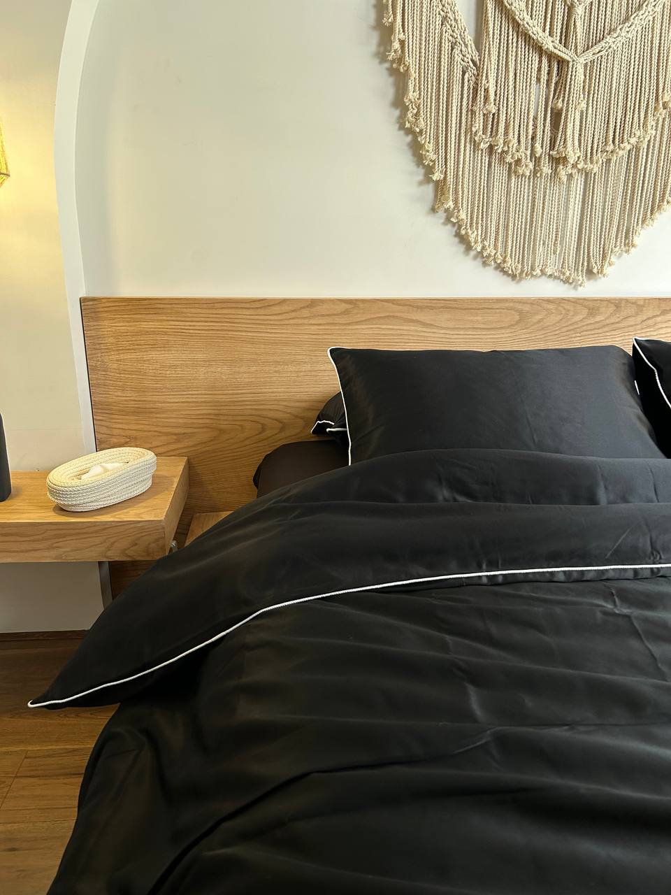 BLACK silky cotton duvet cover