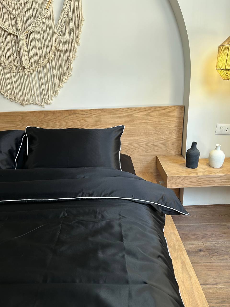 BLACK silky cotton duvet cover