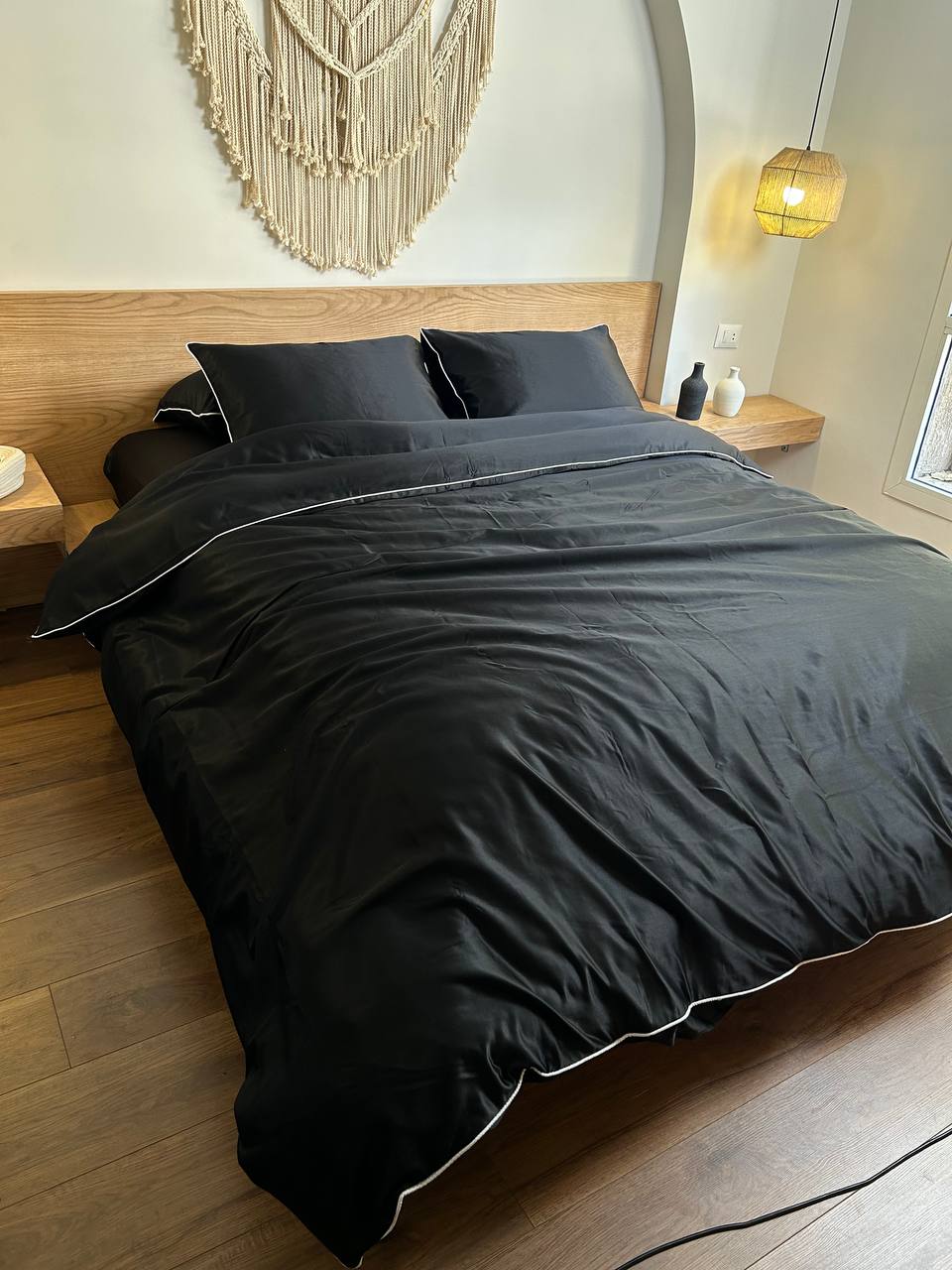 BLACK silky cotton duvet cover
