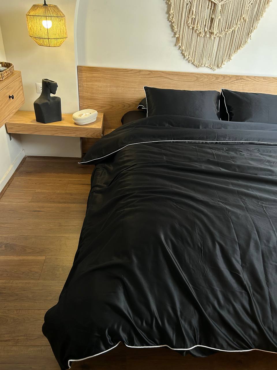 BLACK silky cotton duvet cover