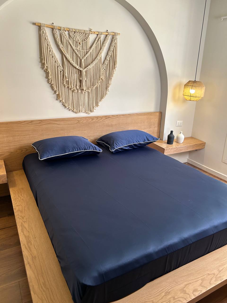 SWISS BLUE cordon silky cotton bedsheet