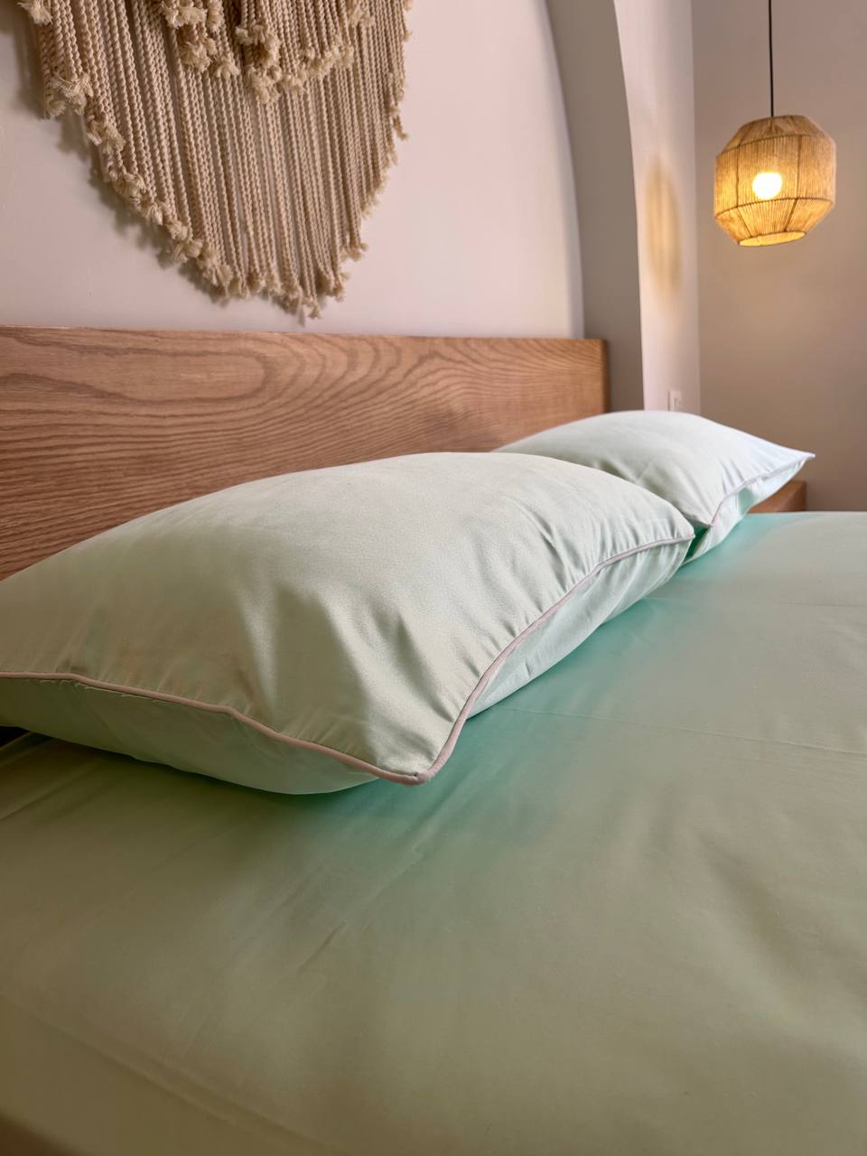 PASTEL MINT cordon silky cotton bedsheet
