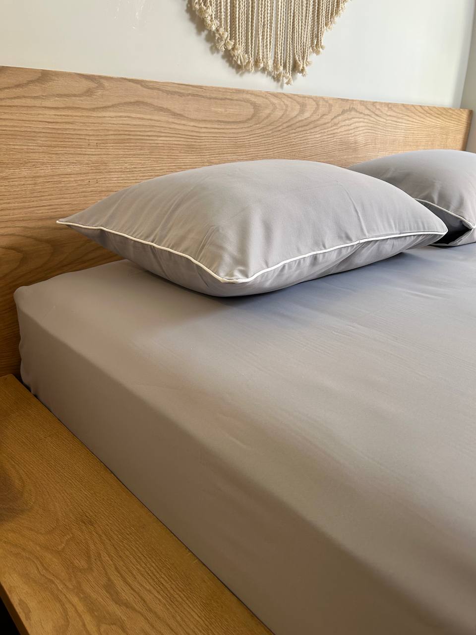 GREY cordon silky cotton bedsheet