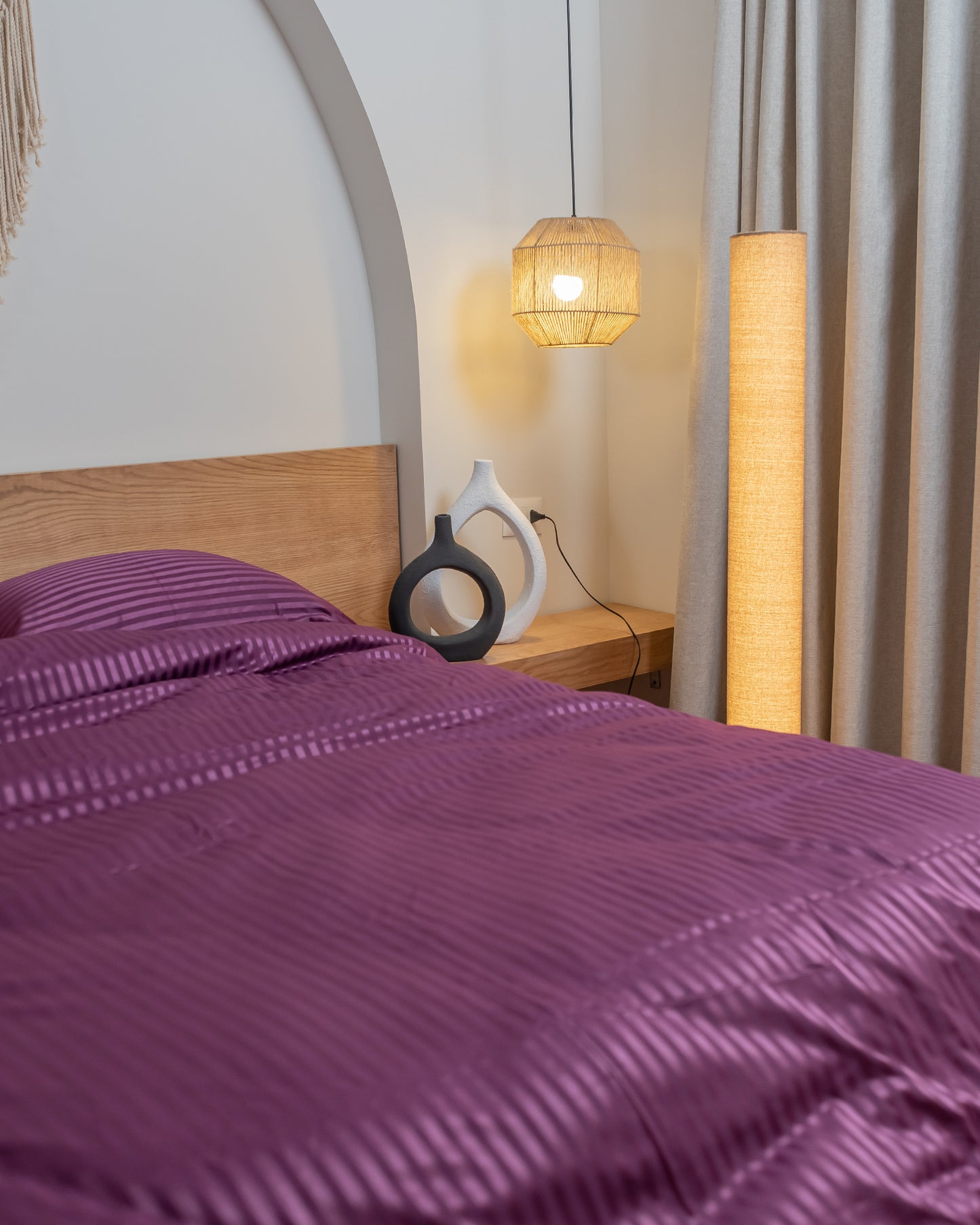 DEEP PLUM stripe duvet cover