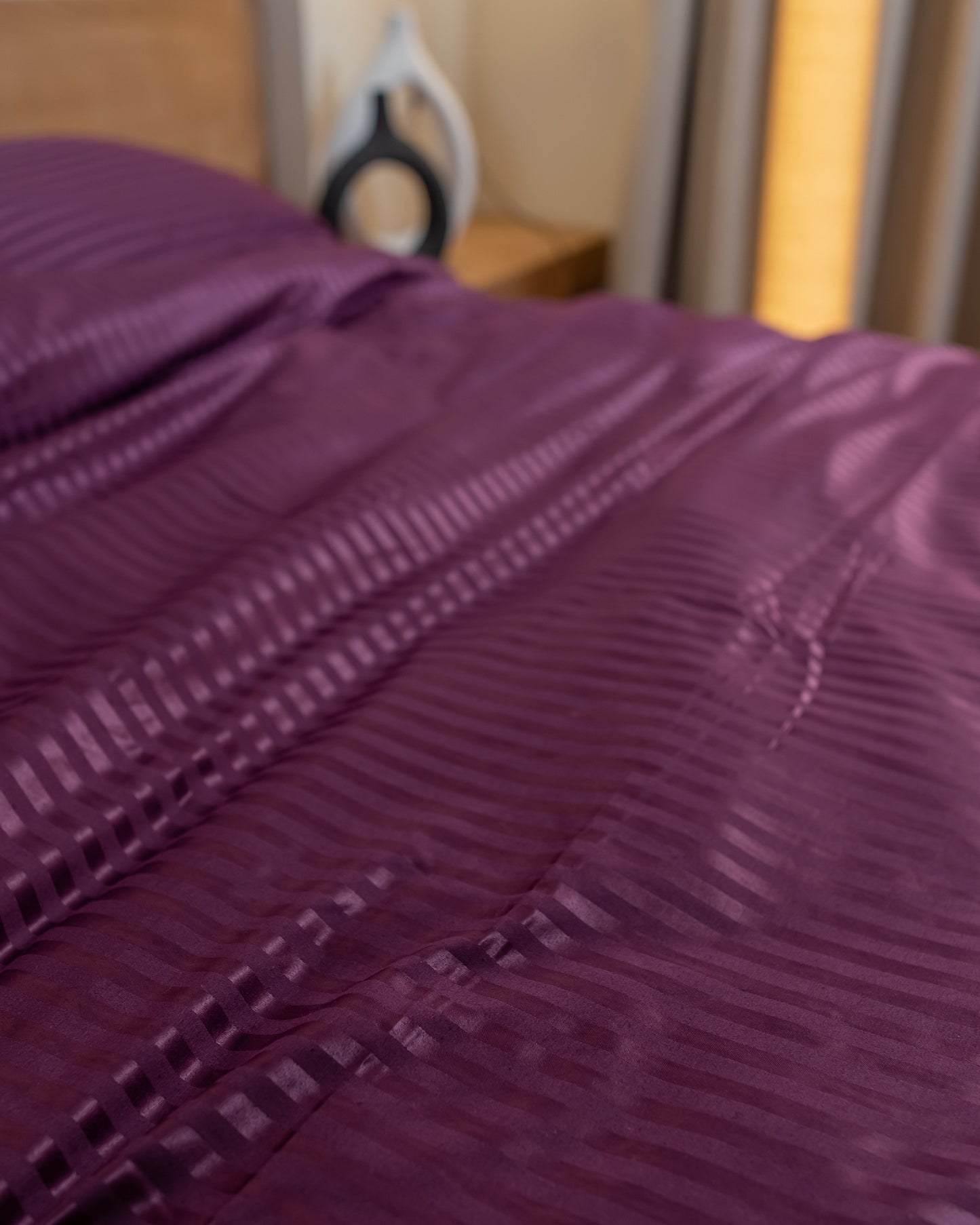 DEEP PLUM stripe duvet cover