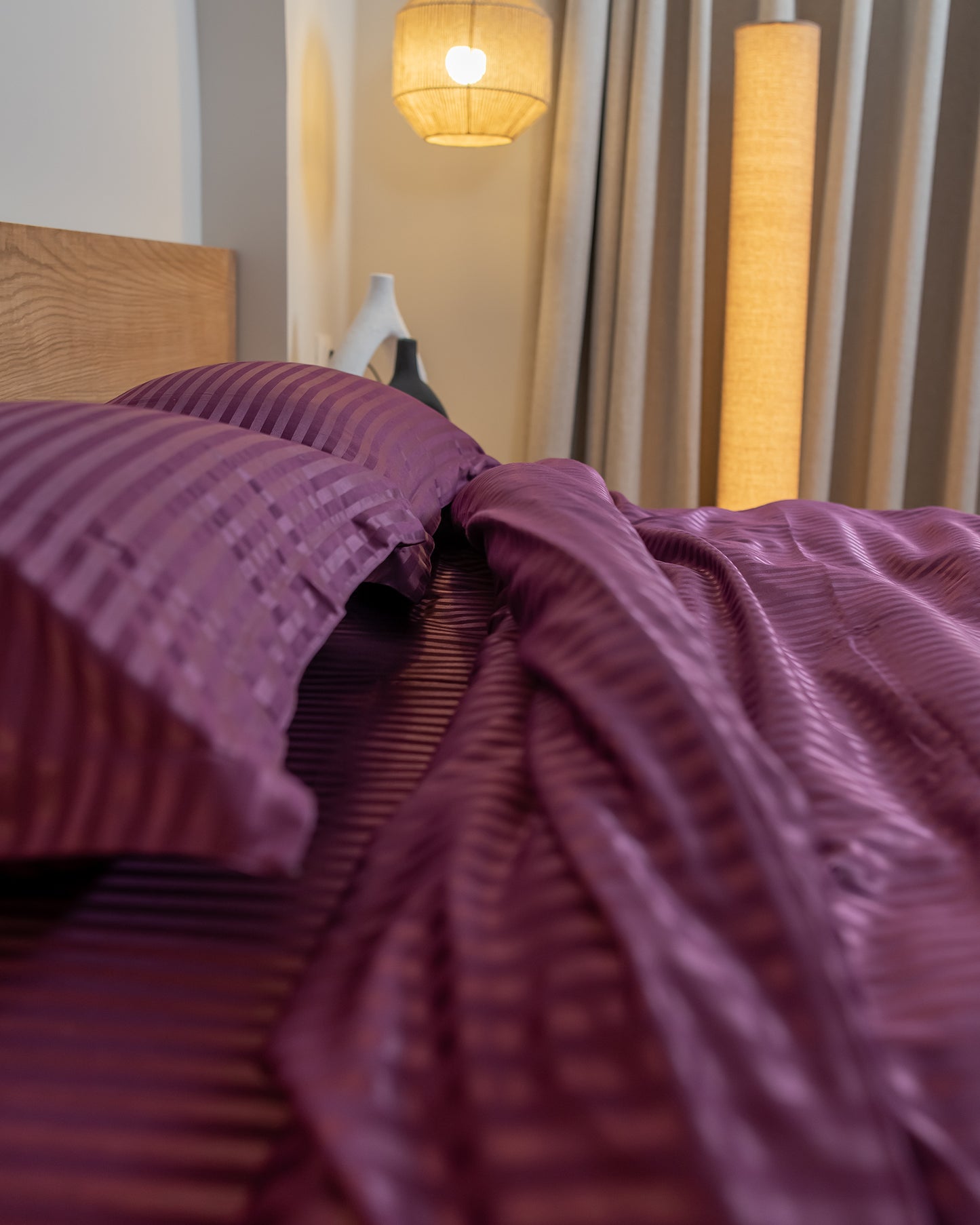 DEEP PLUM stripe duvet cover
