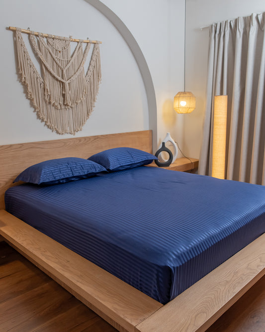 MIDNIGHT BLUE stripe bedsheet