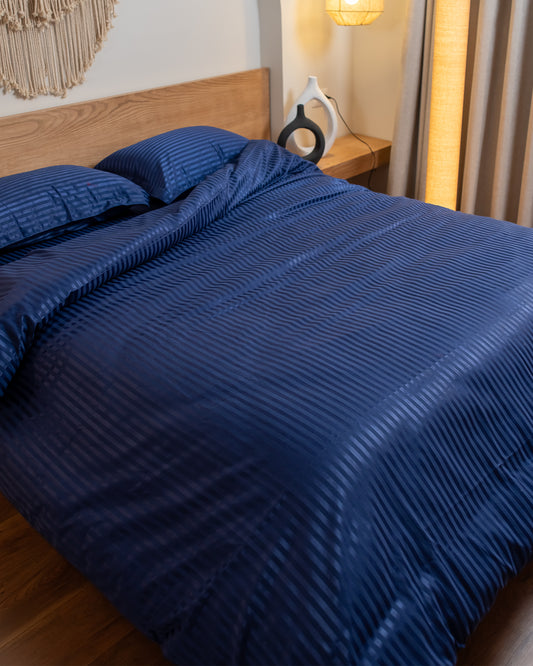 MIDNIGHT BLUE stripe duvet cover