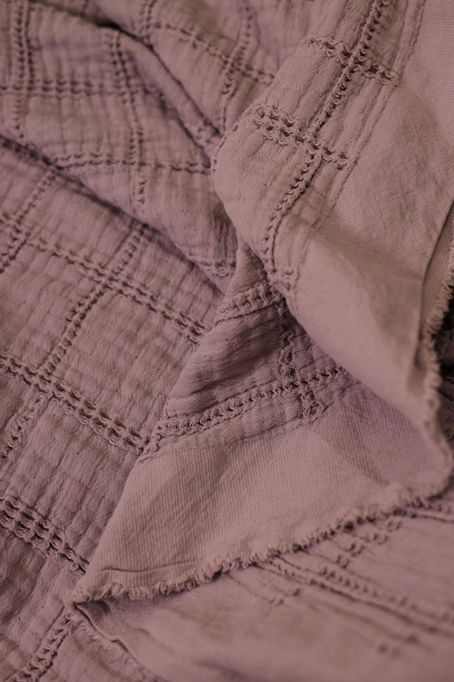 LAVENDER SQUARES Cotton Throw Blanket