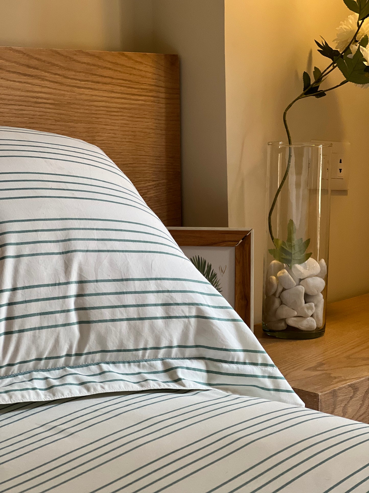 GREEN RIBBED cotton bedsheet