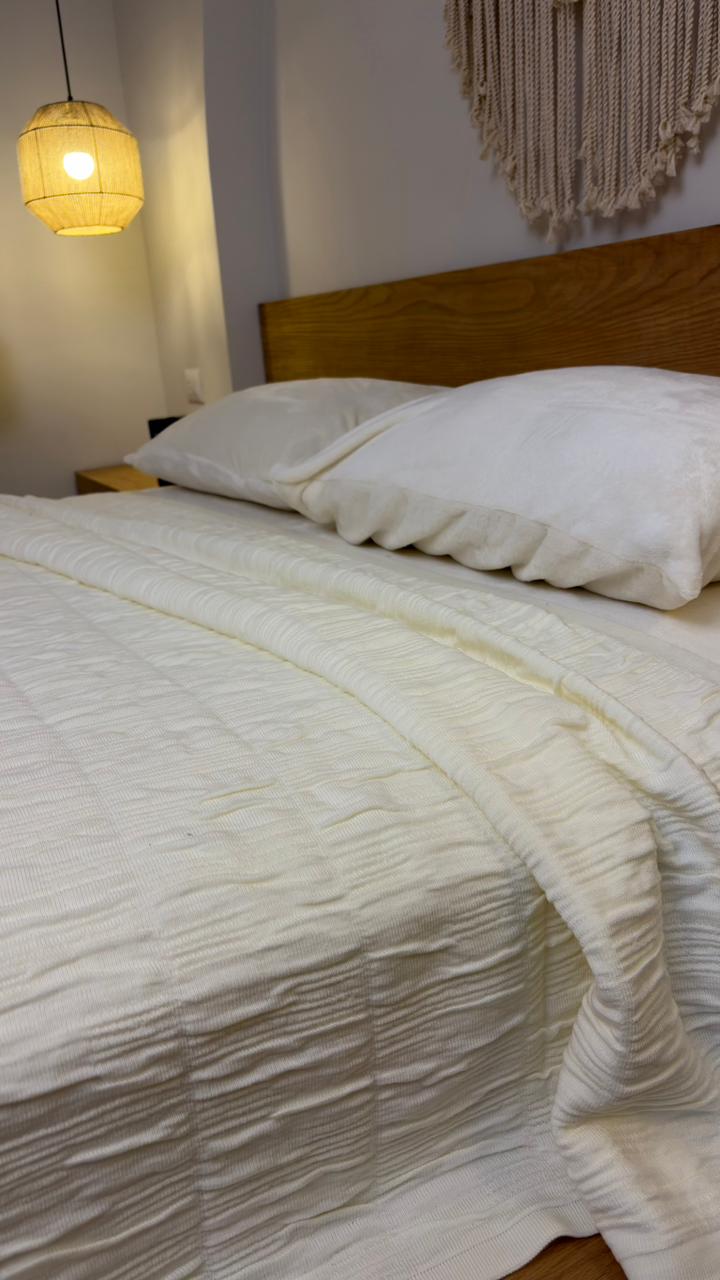 CREAM CALMA Cotton Throw Blanket