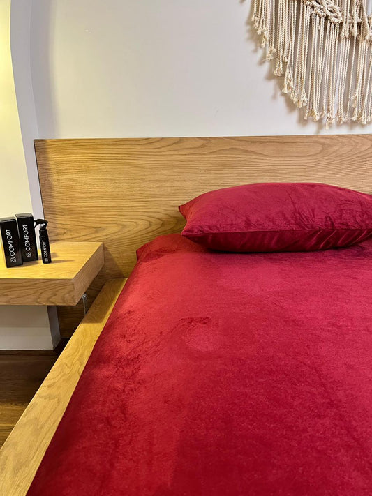 CRIMSON Plain Velvet Bedsheet