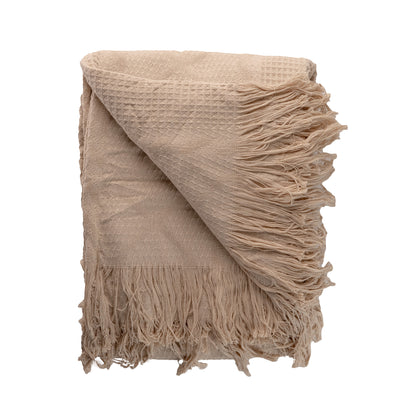 BEIGE Becca Cotton Throw Blanket