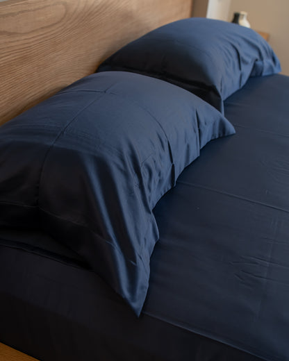 SWISS BLUE oxford silky cotton bedsheet