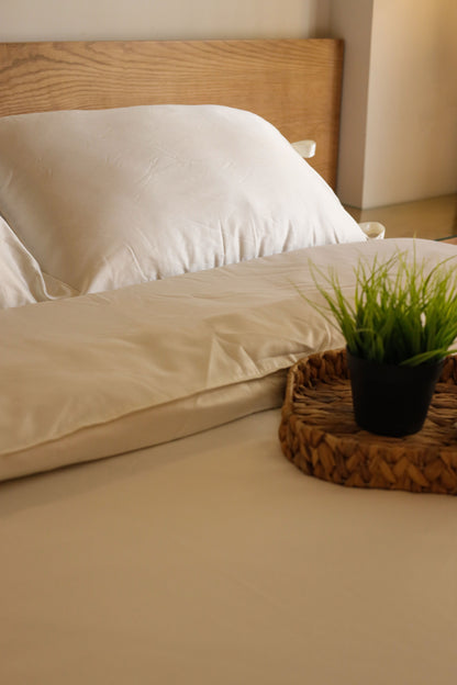 RIBBONELLE CREAM silky cotton duvet cover