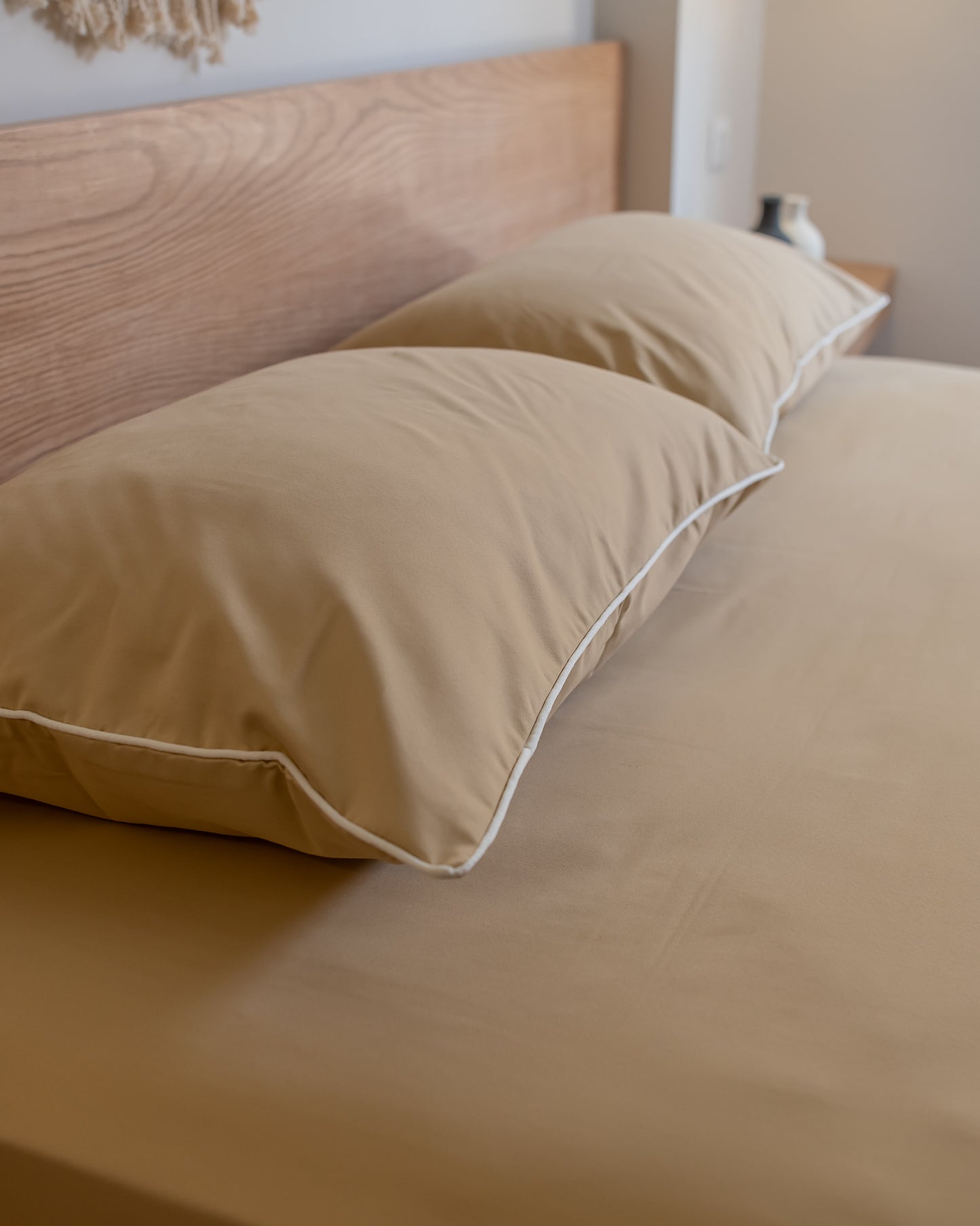 TAN cordon silky cotton bedsheet