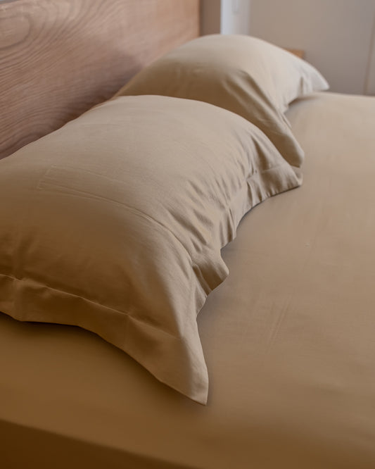 TAN oxford silky cotton bedsheet