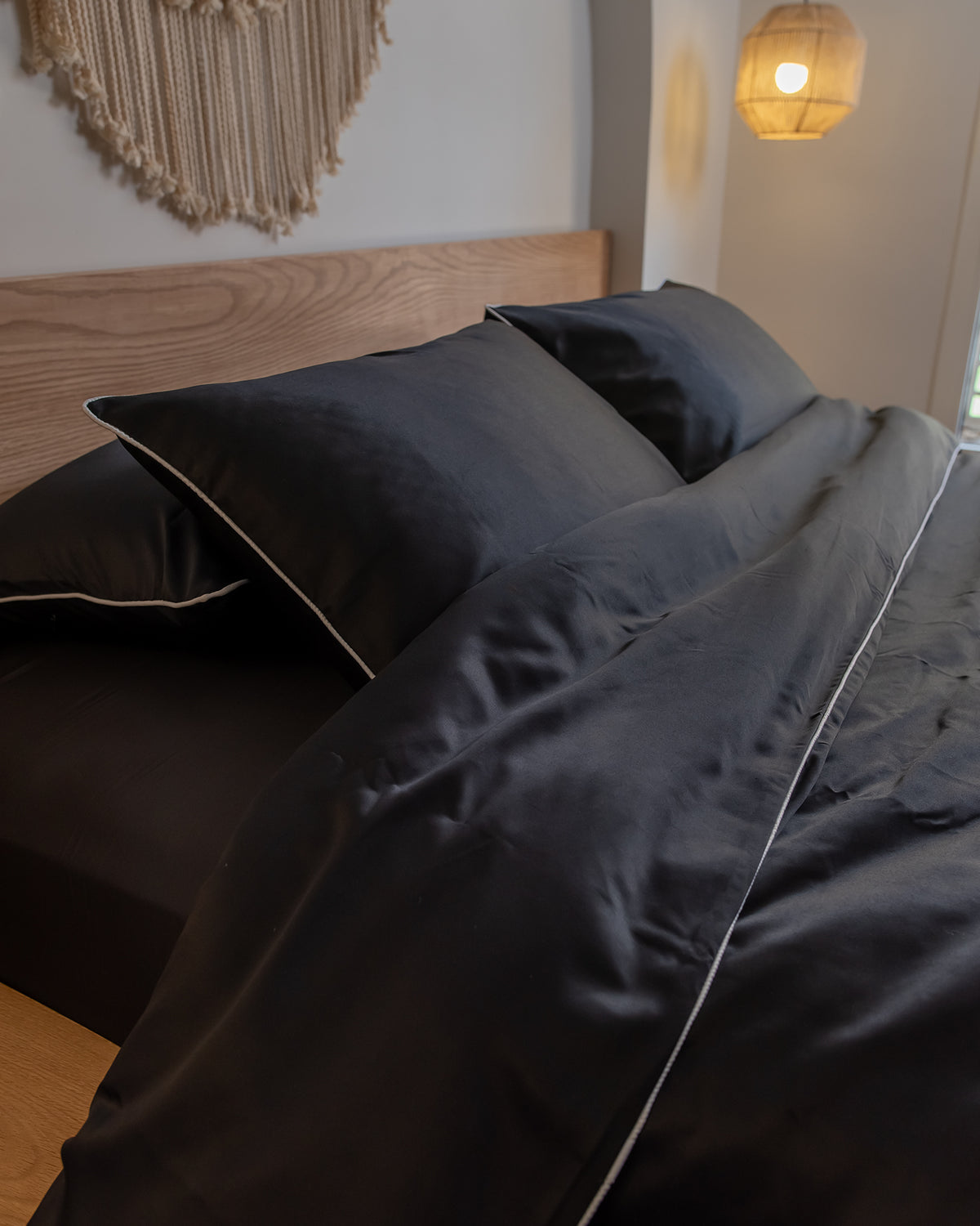 BLACK silky cotton duvet cover
