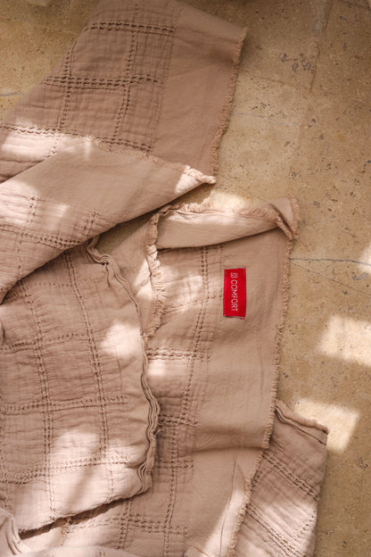 WHEAT SQUARES Cotton Throw Blanket