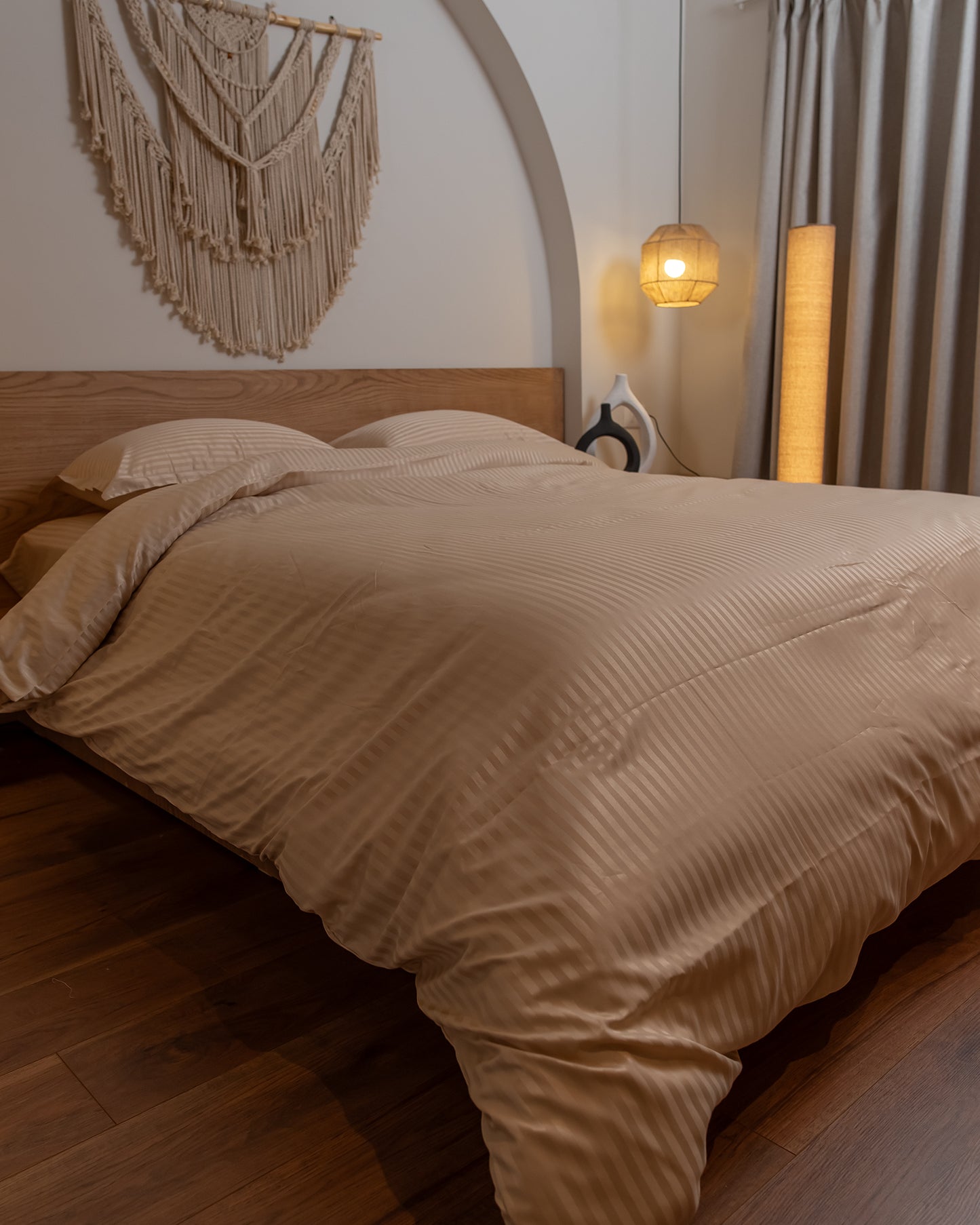WARM BEIGE stripe duvet cover
