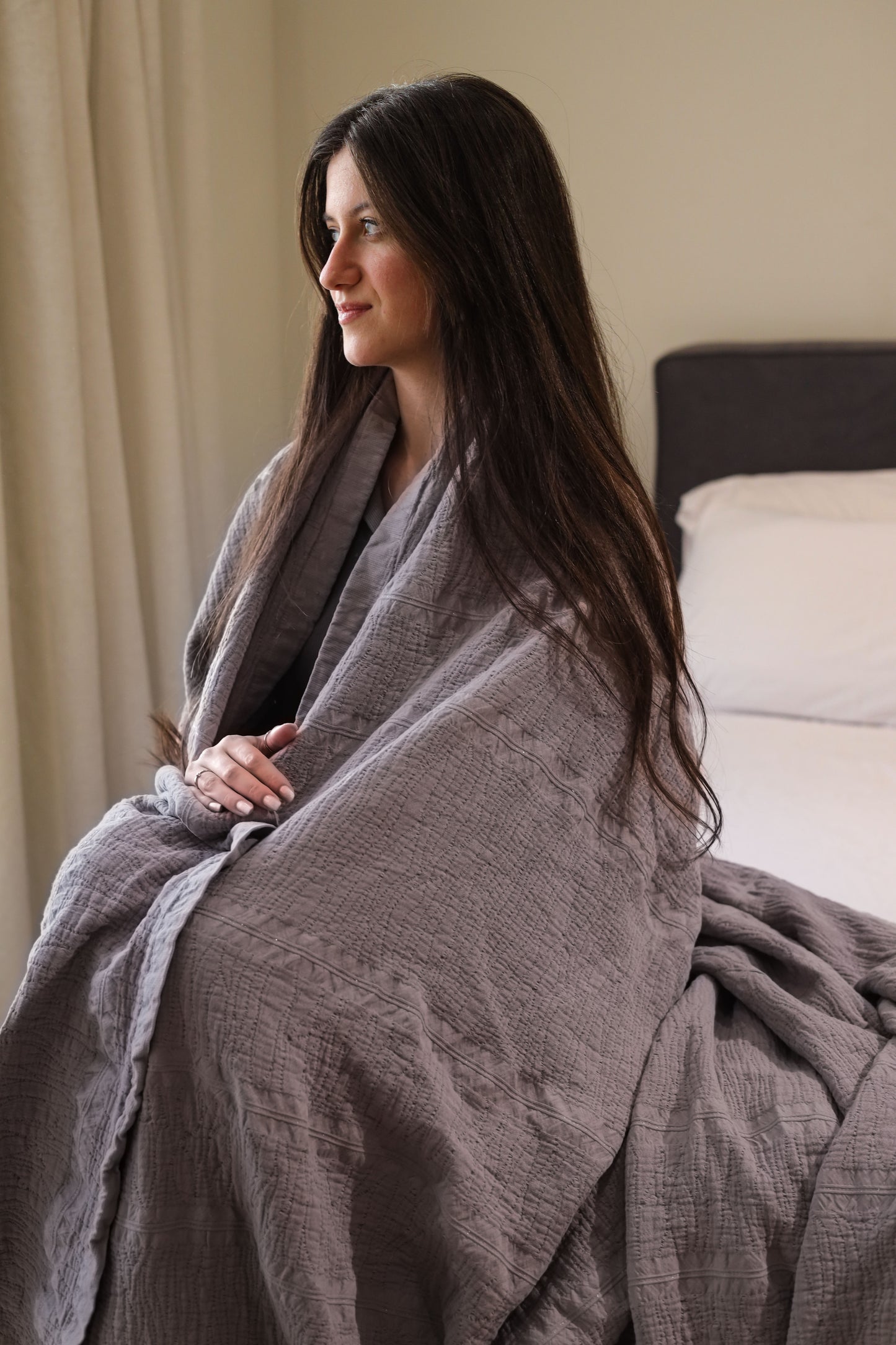 STONE PALACE Crinkle Cotton Throw Blanket