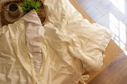 RIBBONELLE CREAM silky cotton duvet cover