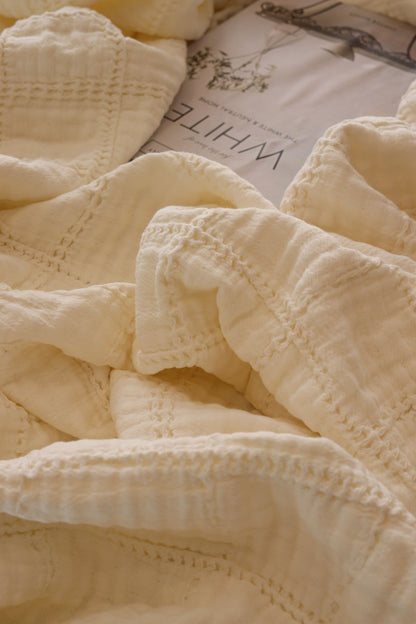 VANILLA SQUARES Cotton Throw Blanket