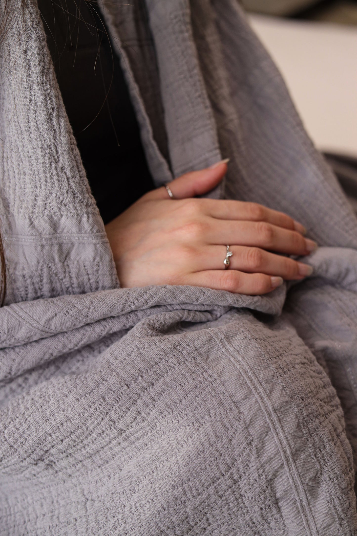 STONE PALACE Crinkle Cotton Throw Blanket