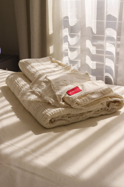VANILLA SQUARES Cotton Throw Blanket