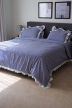 NAVY RUFFLES cotton duvet cover