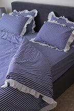 NAVY RUFFLES cotton duvet cover