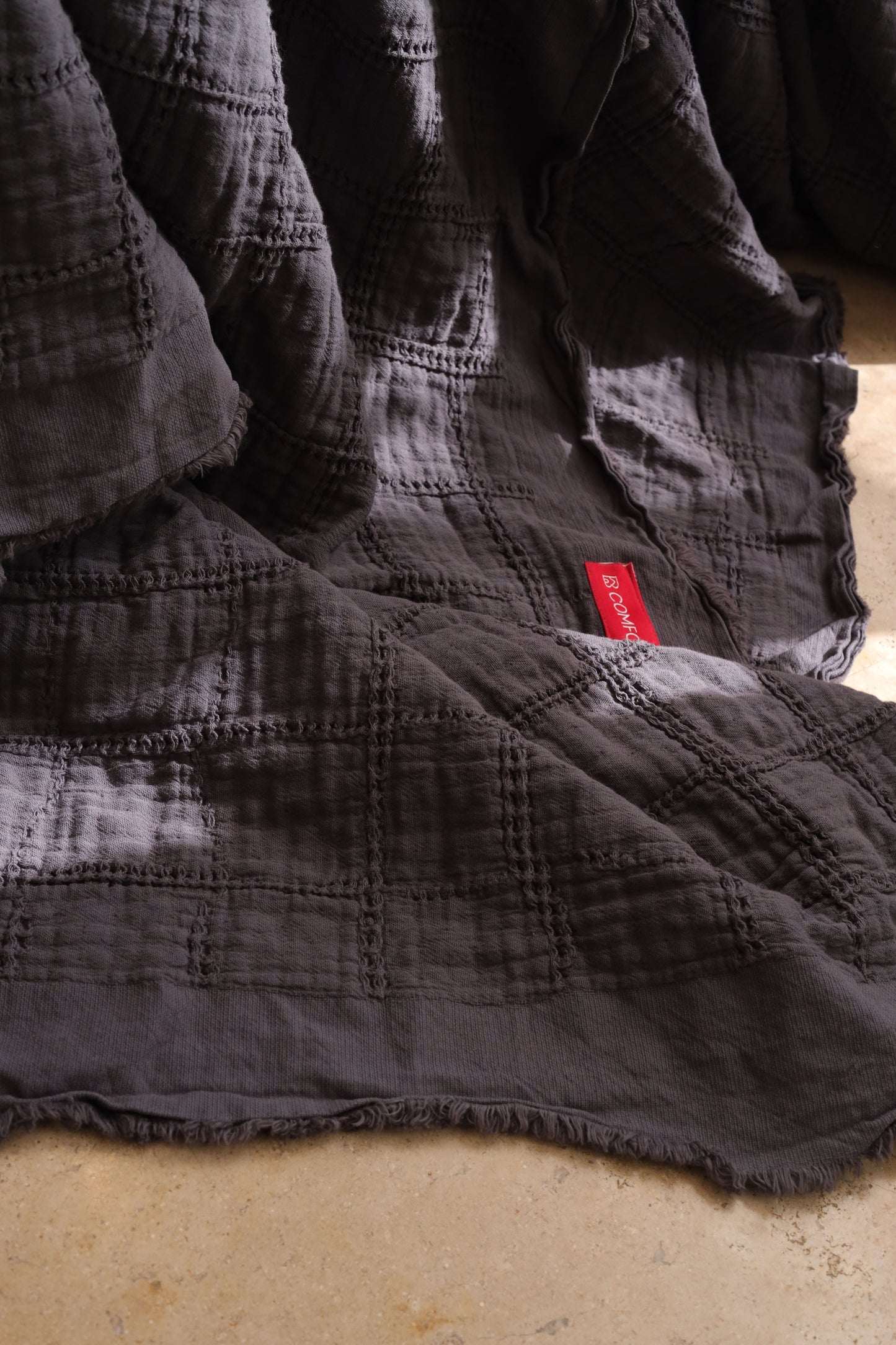 ASH SQUARES Cotton Throw Blanket
