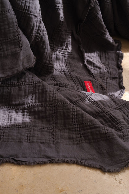ASH SQUARES Cotton Throw Blanket