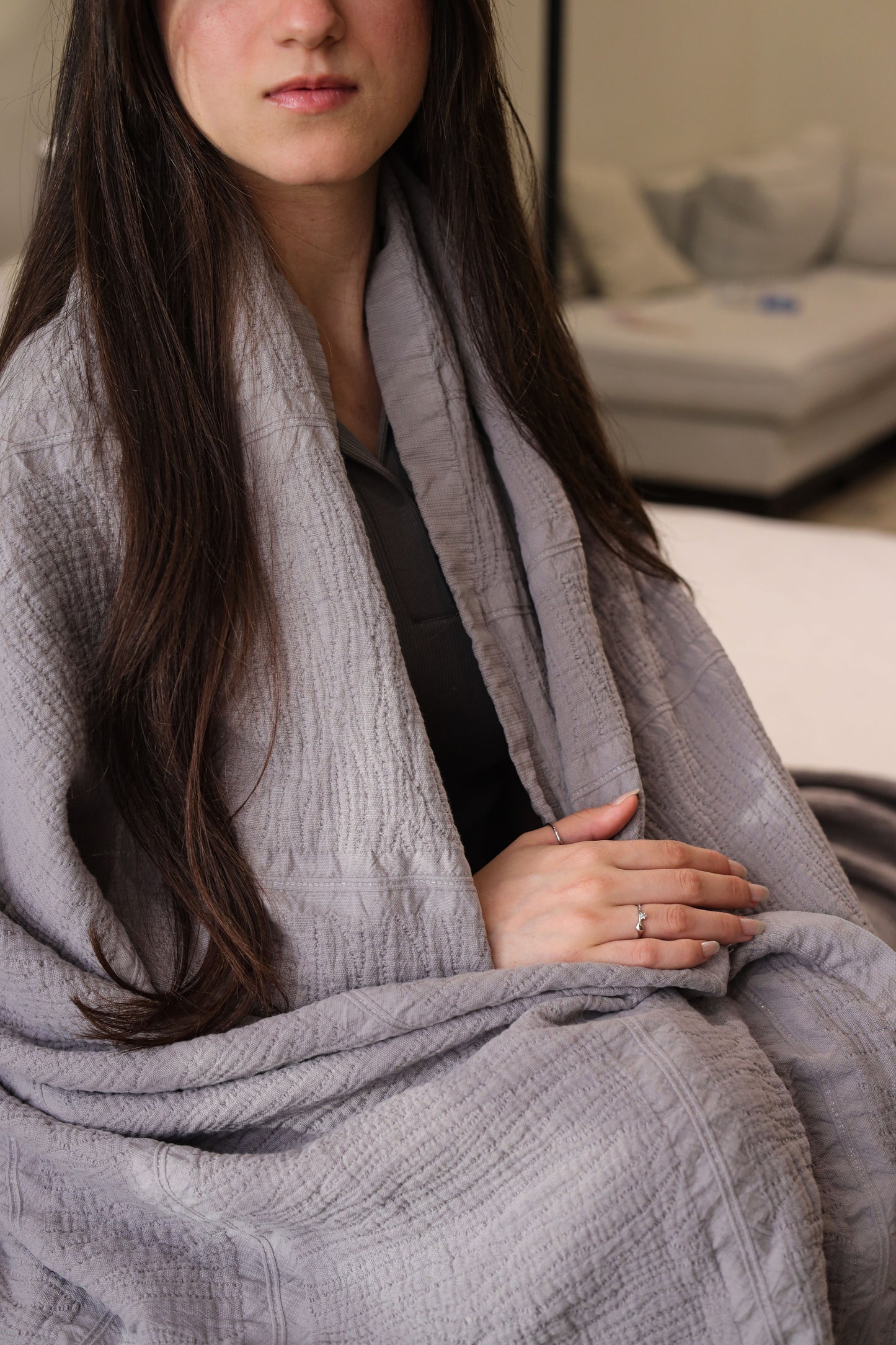 STONE PALACE Crinkle Cotton Throw Blanket