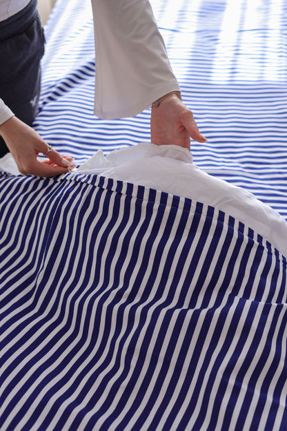 NAVY RUFFLES cotton duvet cover