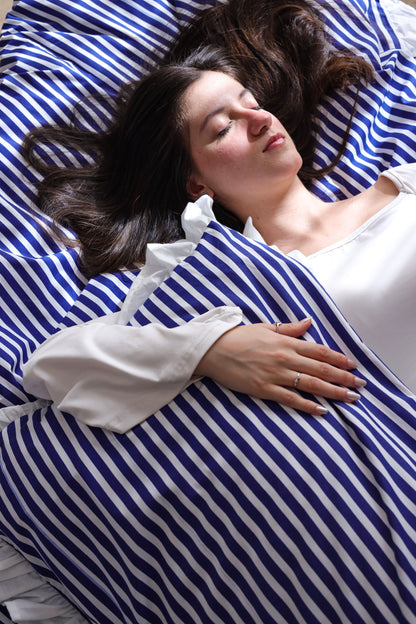 NAVY RUFFLES cotton duvet cover