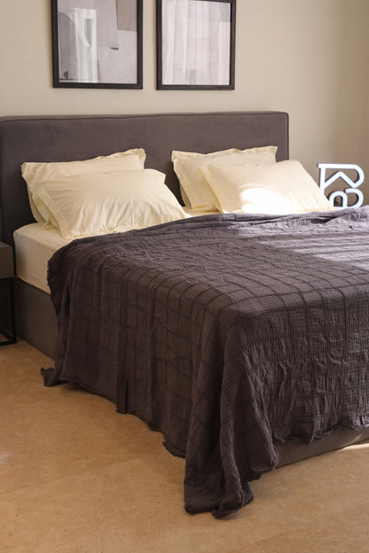 ASH SQUARES Cotton Throw Blanket