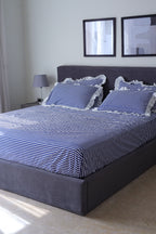 NAVY RUFFLES cotton bedsheet