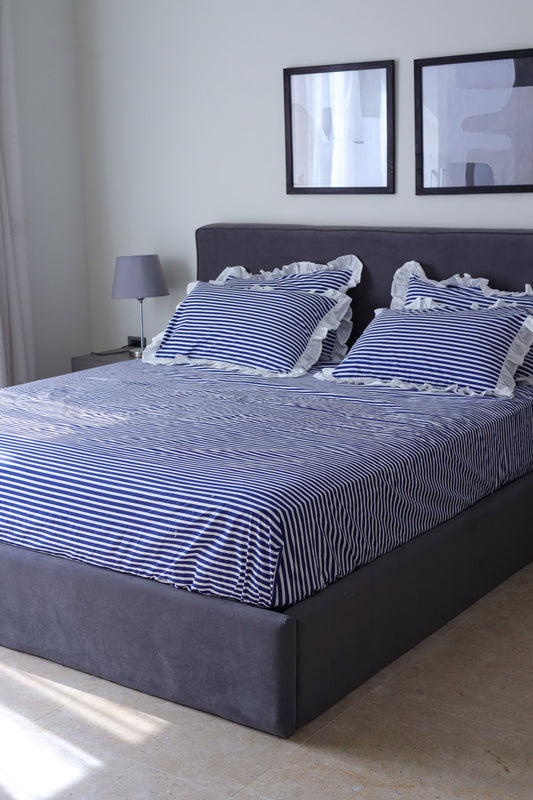 NAVY RUFFLES cotton bedsheet