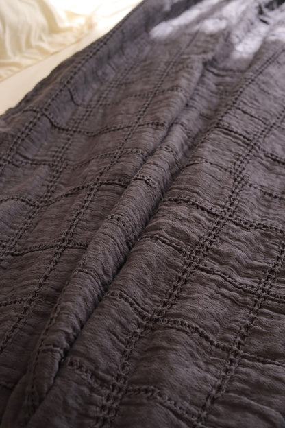 ASH SQUARES Cotton Throw Blanket
