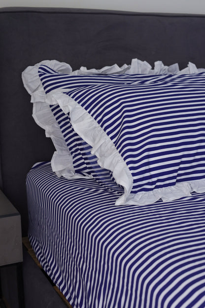 NAVY RUFFLES cotton bedsheet