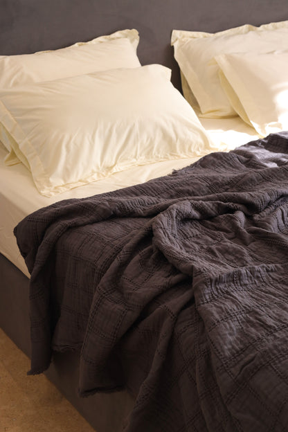 ASH SQUARES Cotton Throw Blanket