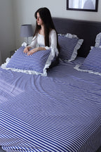 NAVY RUFFLES cotton bedsheet