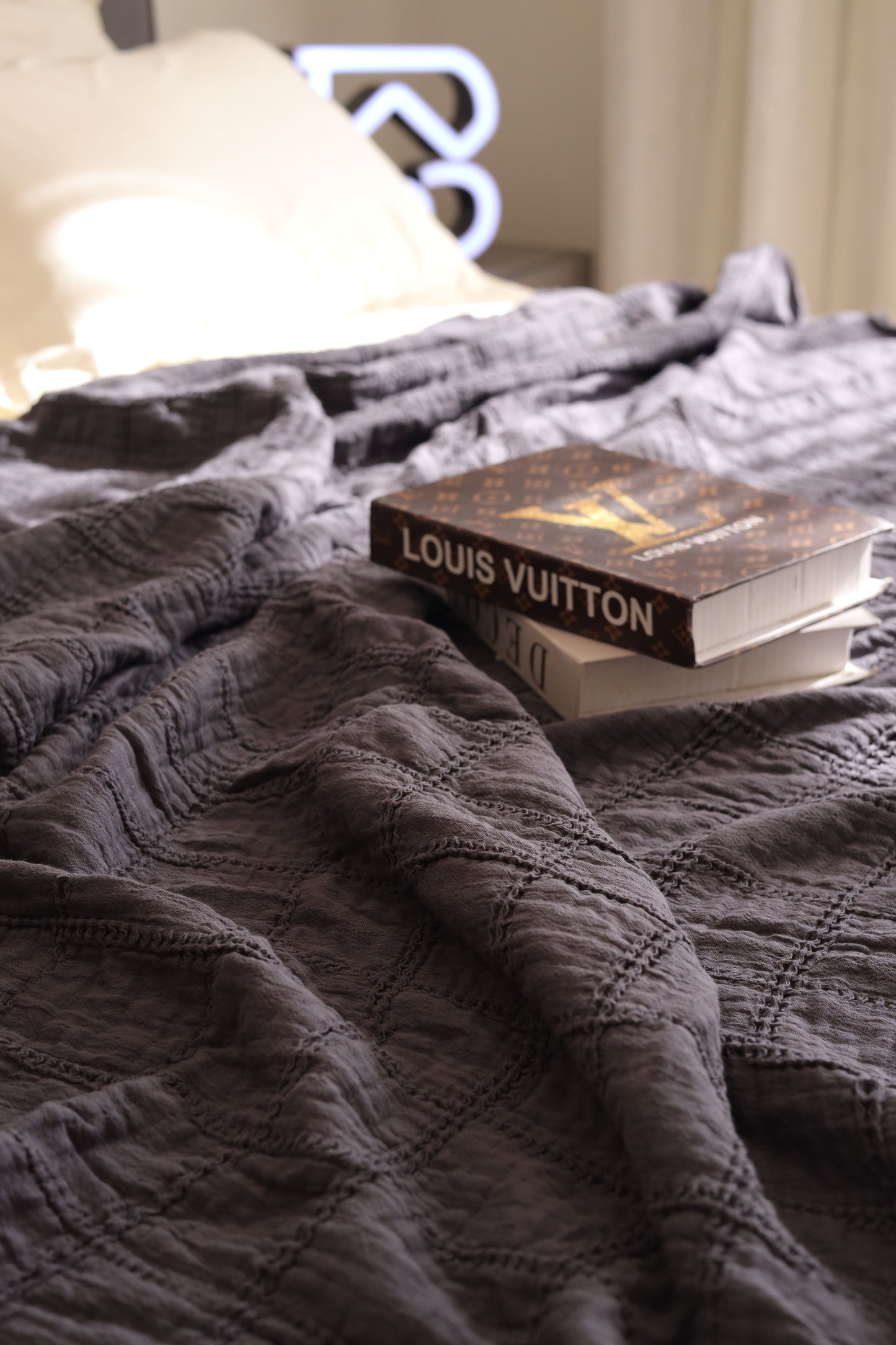 ASH SQUARES Cotton Throw Blanket