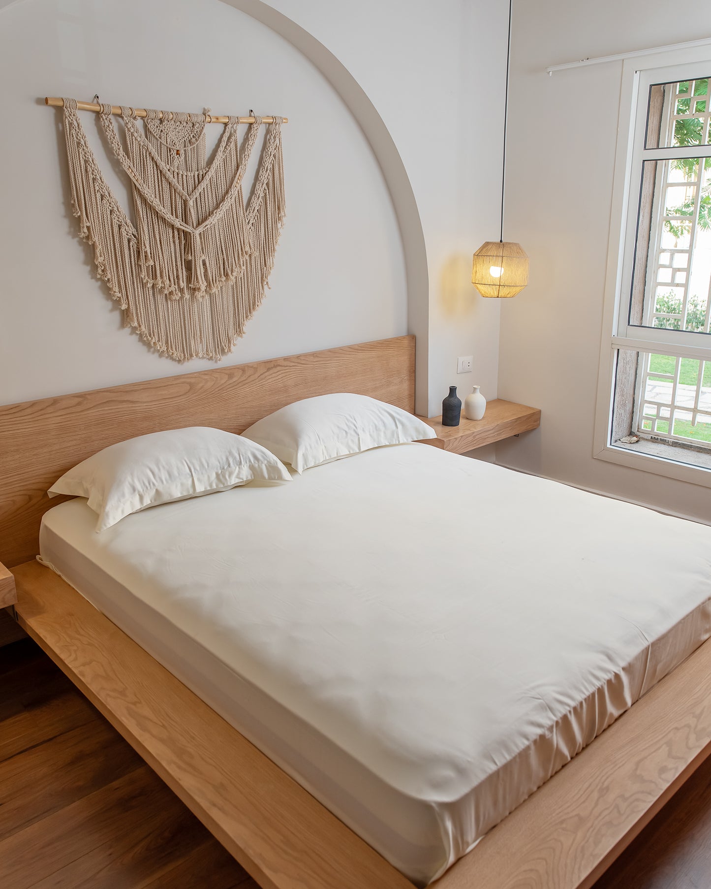 CREAM oxford silky cotton bedsheet
