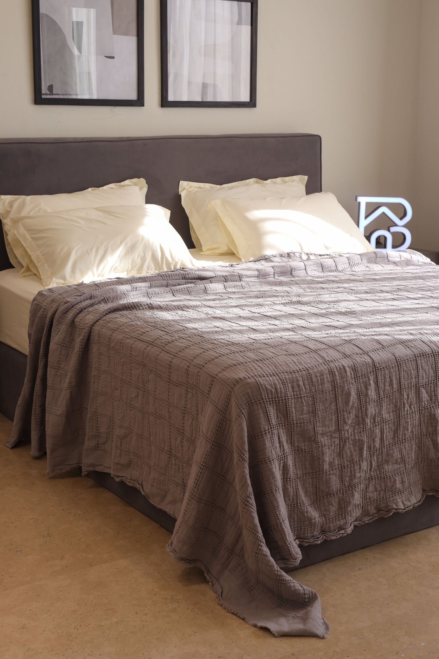 CLOUD SQUARES Cotton Throw Blanket