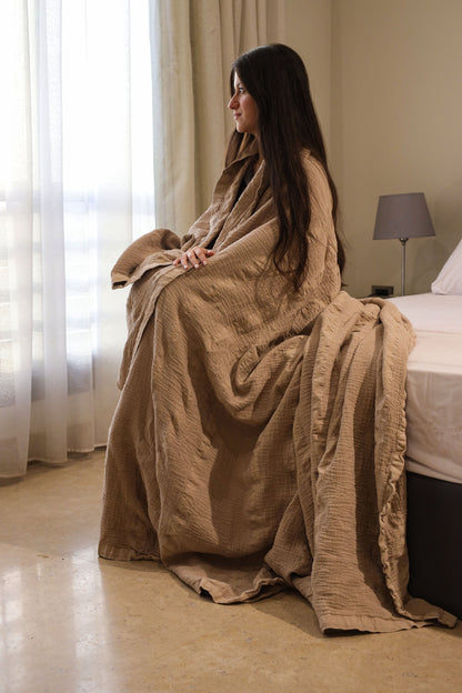 DESERT PALACE Crinkle Cotton Throw Blanket
